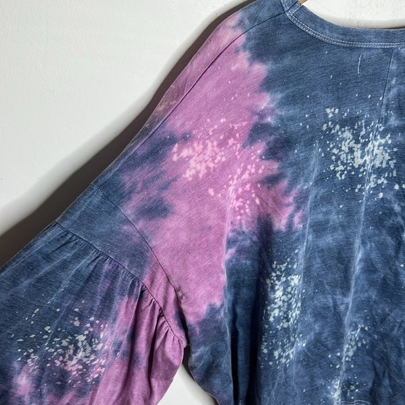 Vintage Havana Tie Dye Bishop Sleeve Drawstring Cinch Popover Lounge Top - Picture 7 of 14